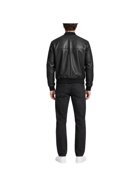 Armani Exchange geacă bomber pentru bărbați din piele negru