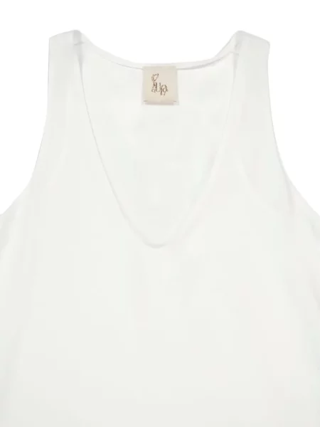 Šilkinė marškinėliai be rankovių Paula v formos iškirpte balta