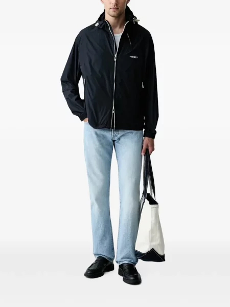 Geacă Armani Exchange cu glugă cu imagine albastru