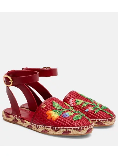 Espadrile Valentino Garavani z vezenjem rdeča