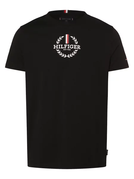 TOMMY HILFIGER Tricou Global Stripe Crest Logo Slim bleumarin / roșu / negru alb
