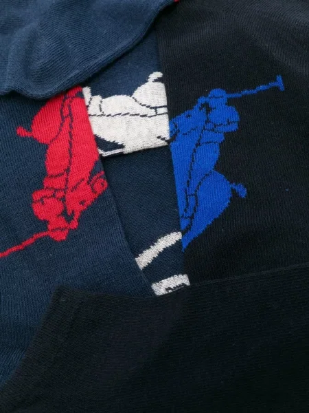 Skarpety Polo Ralph Lauren o krotszym kroju prążkowane w kwiatki niebieskie