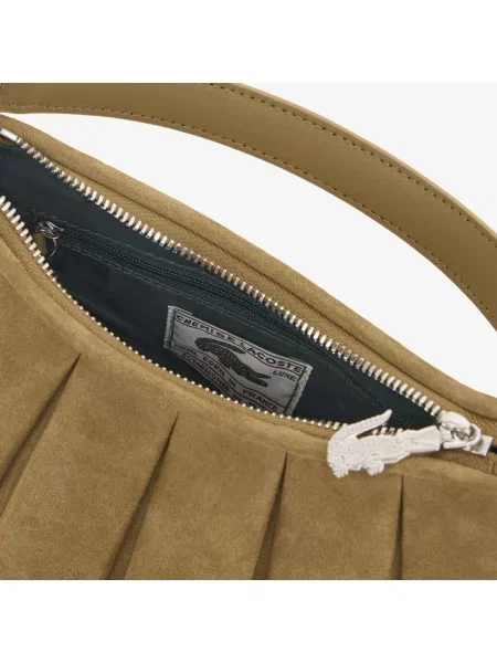 Lacoste Mała Torebka Lenglen Z Zamszowej Skóry beżowa