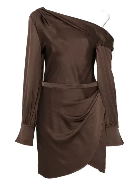 Rochie mini Simkhai cu un umăr gol de costum maro