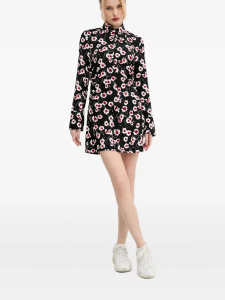 Rochie tip cămașă Desigual cu model floral cu imagine de costum negru