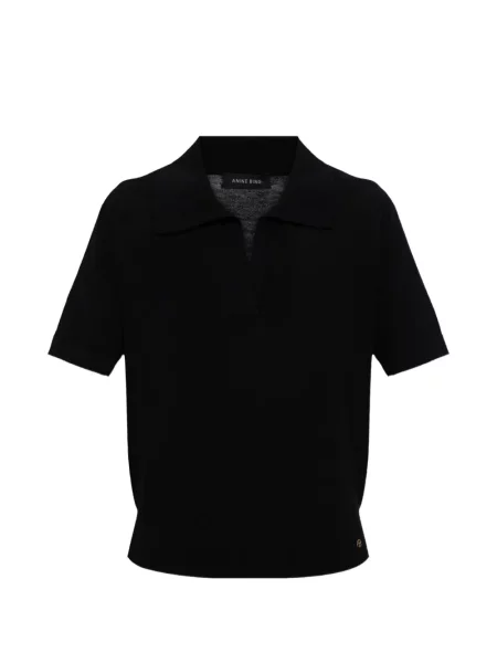 Tricou polo Anine Bing tricotate negru