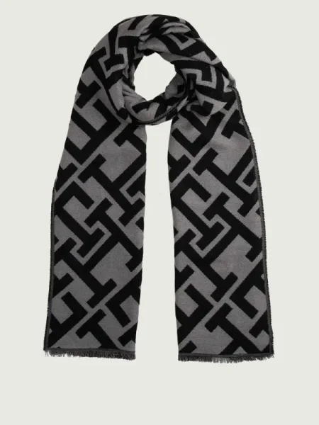 Fular Tommy Hilfiger Th Monogram Heavy Scarf negru