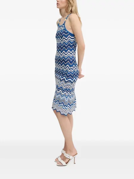 Rochie midi Morgan cu mărgele cu bretele albastru
