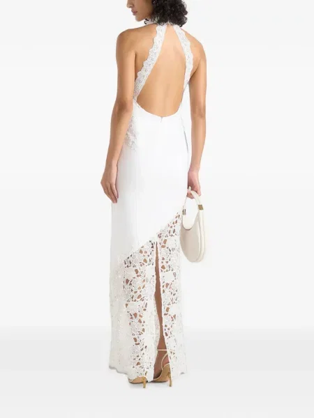 Rochie maxi Manière De Voir cu gât halter alb