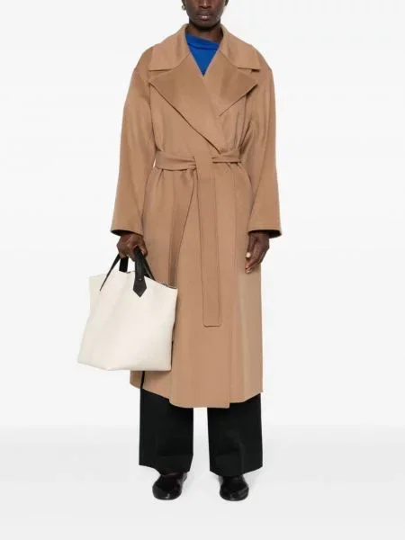 Vilnonis diržu apjuostas paltas 's Max Mara ruda