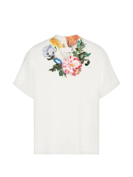 Tricou Maison Margiela cu model floral cu imagine din jerseu alb