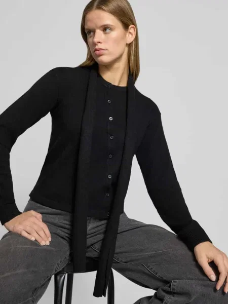 Kardigan rozpinany w kroju regular fit z elastycznej mieszanki wełny model JANE' Jjxx czarny