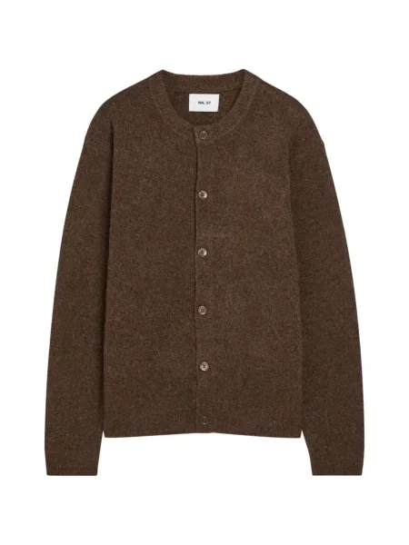 Kardigan Nn07 z okrągłym dekoltem brązowy