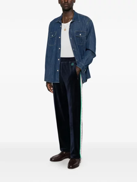 Prugaste trčanje hlače Drôle De Monsieur od samta plava