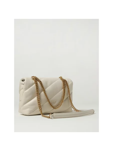 Torebka crossbody Pinko klasyczna z owczej skóry biała