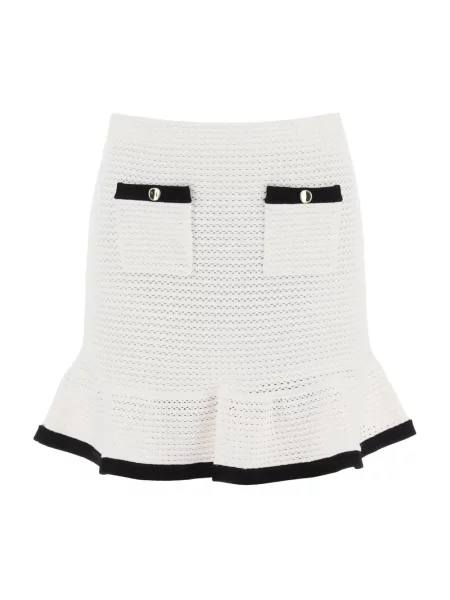 Mała mały dzianinowa spódnica mini Self-portrait biała