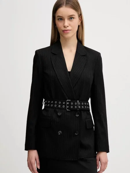 Sisley sacou cu două rânduri de cu imprimeu negru