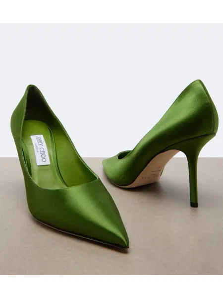 Pantofi cu toc Jimmy Choo din satin verde