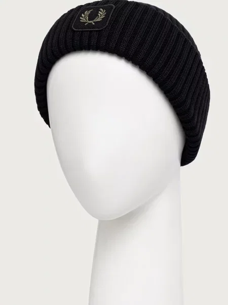 FRED PERRY Cotton Ribbed Beanie Black Universal negru