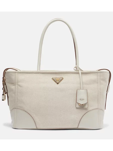 Geantă shopper Prada din piele bej