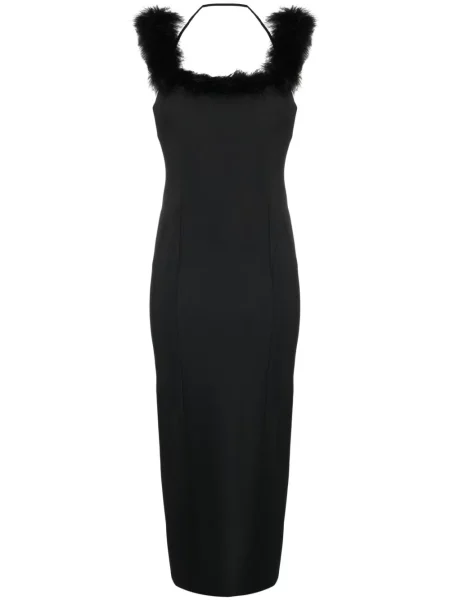 Sukienka midi The Attico w piórka do kolan garniturowa czarna
