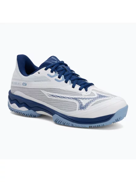 Încălțăminte de tenis pentru femei Mizuno Wave Exceed Light 2 CC white/ bellwether blue/ bel air blue alb