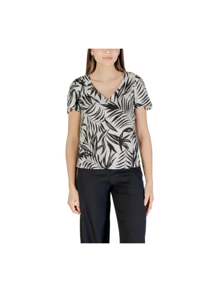 Wielobarwność bluzka Vero Moda w kwiatki z krótkim rękawem czarna