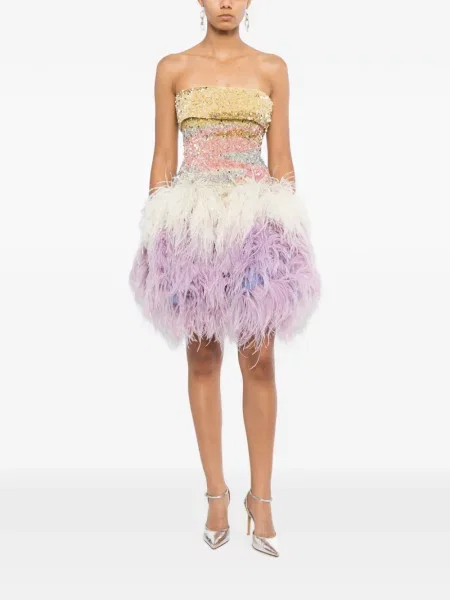 Rochie Georges Hobeika cu pene violet