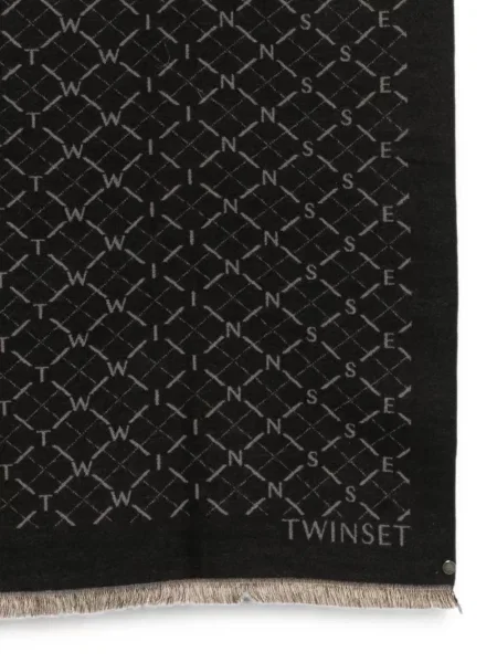 Fular Twinset din jacard cu autograf negru