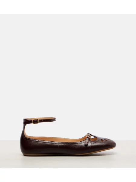 Balerini Chloé din piele bordo