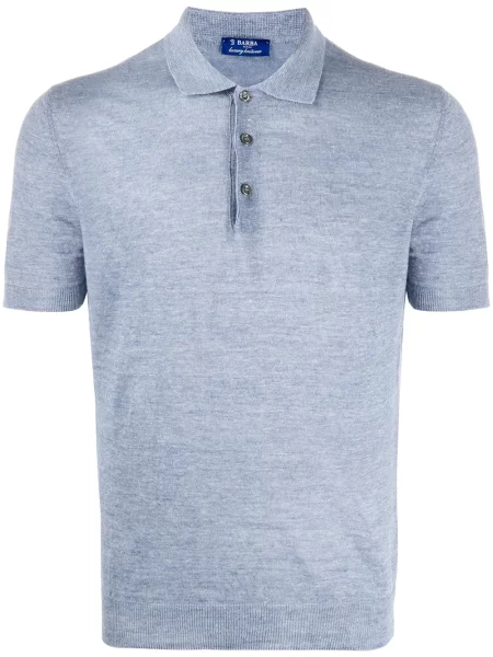 Tricou polo Barba tricotate albastru
