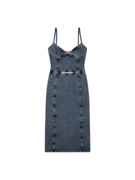 Sukienka jeansowa Diesel z dekoltem w serek szara