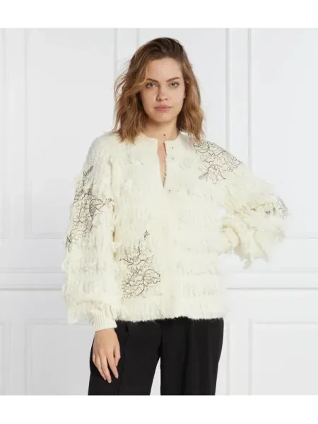 TWINSET Cardigan cu adaos de lână alb