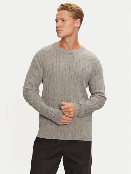 Пуловер Tommy Hilfiger от лека материя сиво