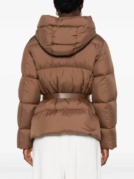 Cu centură geacă Max Mara cu glugă maro