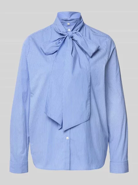 Bluzka o kroju regular fit wiązaniem pod szyją i listwą guzikową Milano Italy błękitna