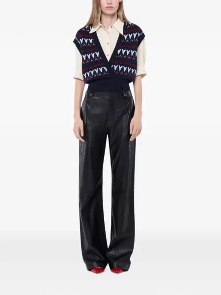 Pantaloni Rabanne din piele negru