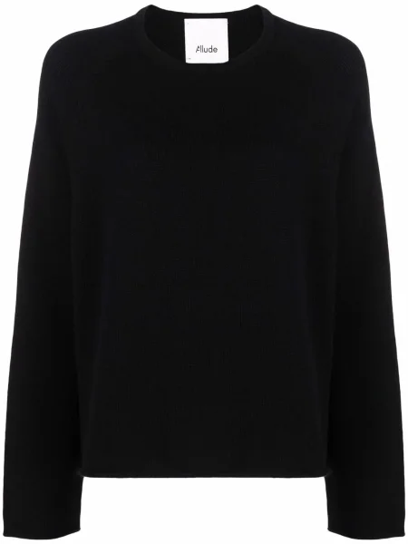 Кашмирен пуловер Allude с кръгло деколте черно