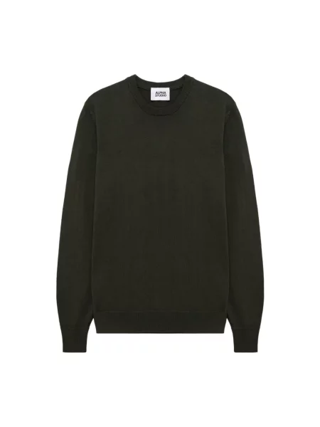 Pulover Alpha Studio de lână cu decolteu rotund verde