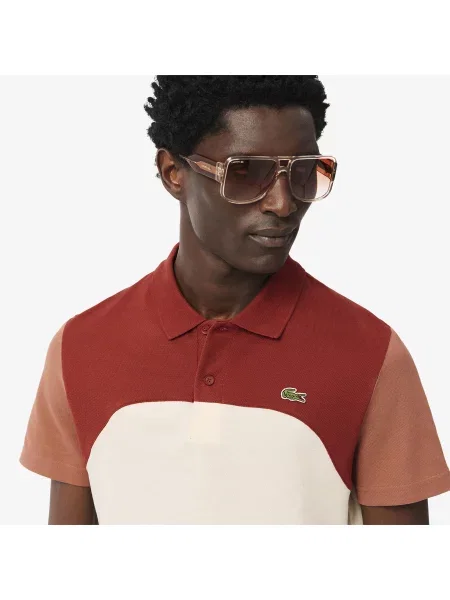 Lacoste Koszulka Polo Regular Fit Colour-Block beżowa