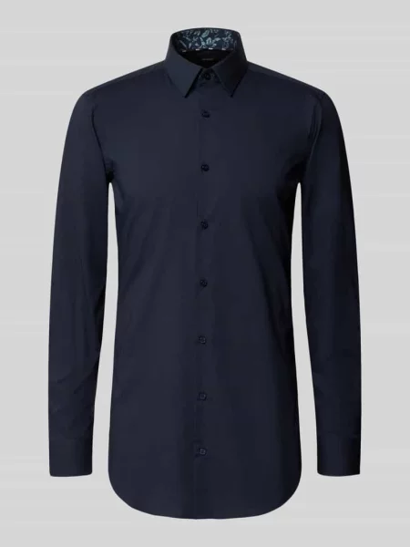 Koszula biznesowa o kroju slim fit z bardzo długim rękawem model ‘HANK’ Boss granatowa