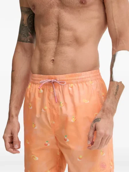 Slip de baie Guess cu imagine cu cordon portocaliu
