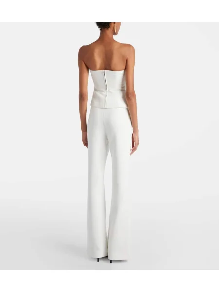 Top Roland Mouret cu model floral fără bretele alb