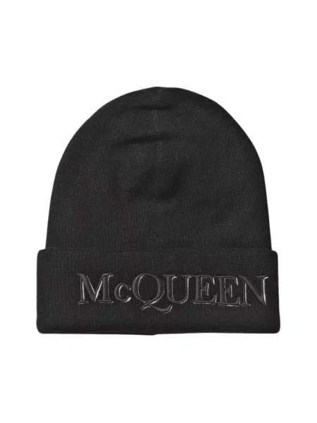 Czapka Alexander Mcqueen z kaszmiru czarna