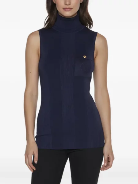 Top Elisabetta Franchi fără mâneci tricotate albastru