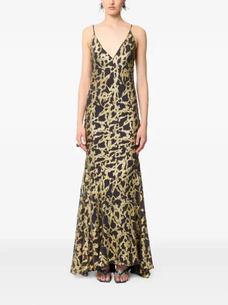 Rochie maxi Nina Ricci de mătase de costum negru