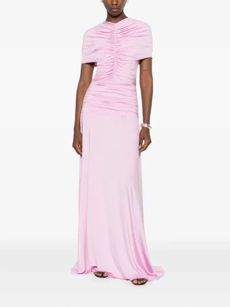 Rochie maxi Self-portrait cu volane roz