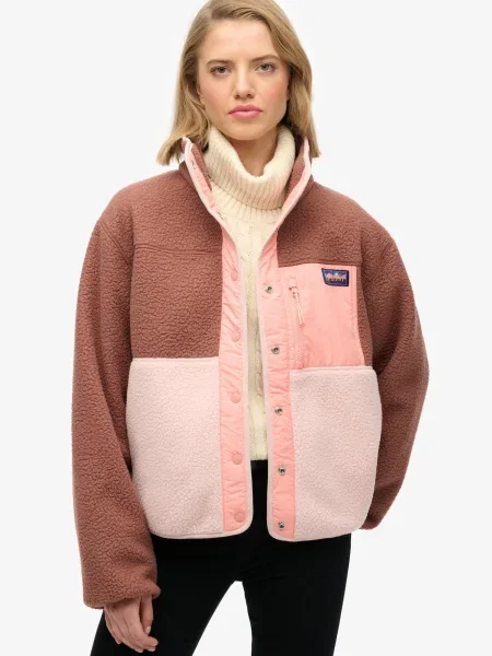 Superdry & Co Jachetă fleece maro pastel roz