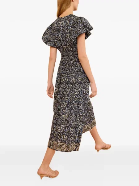 Rochie midi Ulla Johnson cu model floral cu imagine negru