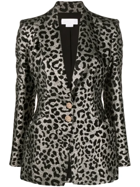 Sacou Genny cu model leopard din jacard argintiu
